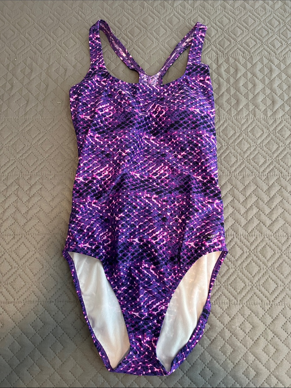Purple Patterned Speedo One-Piece Swimmers suit